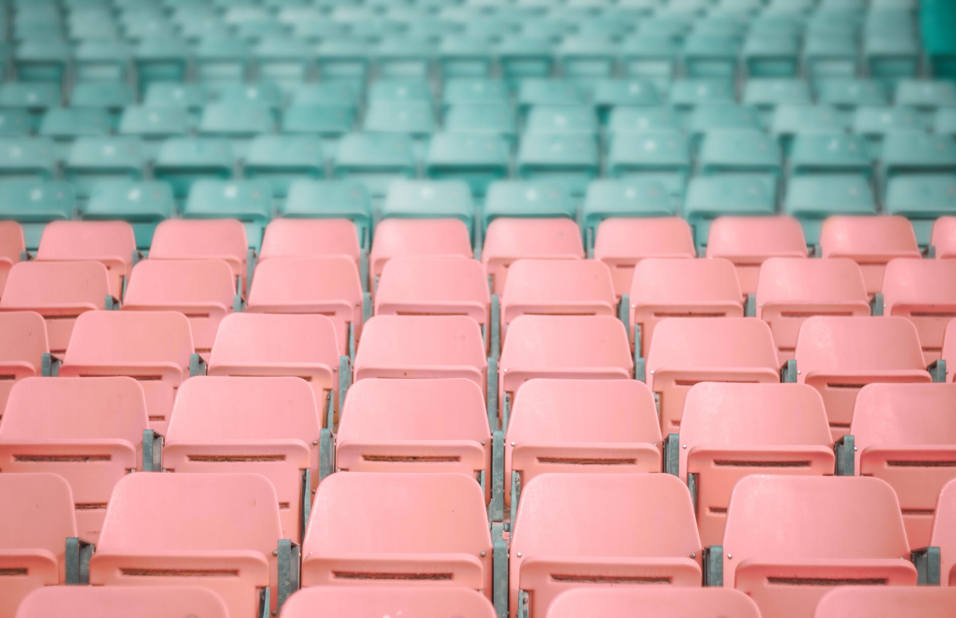 pink and blue stadium chairs